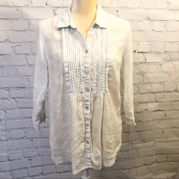 J. Jill Tops - J. Jill white 100% linen button down blouse